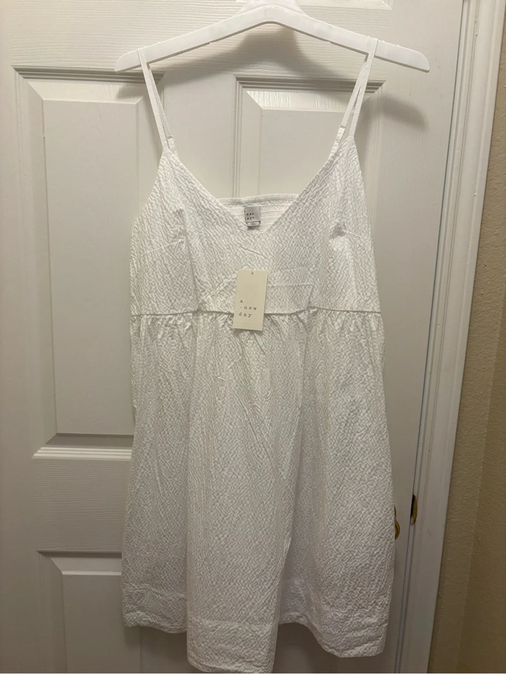 a new day White Textured Spaghetti-Strap Dress